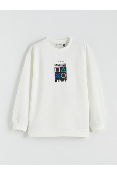 LC Waikiki LCW Kids Ecru PlayStation-Printed Boys' Thick Sweatshirt—The NEVAV...