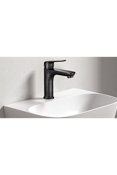 Generic Brand Black Rectangular Short Sink Mixer with Lites and Tap
