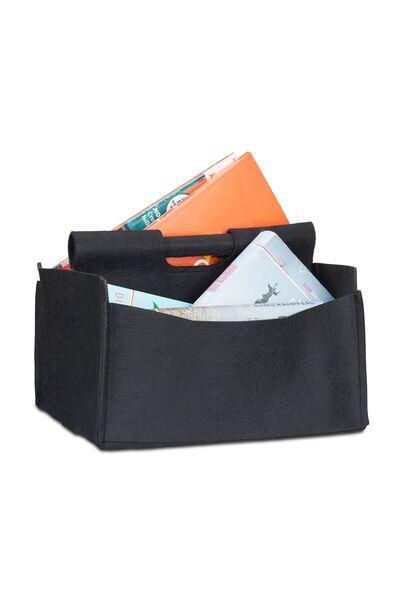Relaxdays Καλάθι από τσόχα και εφημερίδα, μαύρο, 24x29x32 εκ.