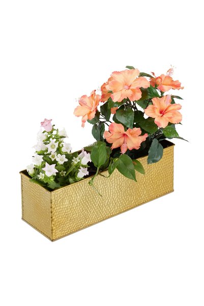 Relaxdays Вътрешна саксия за перваз на прозорец, златна, 13.5x12.5x40 см