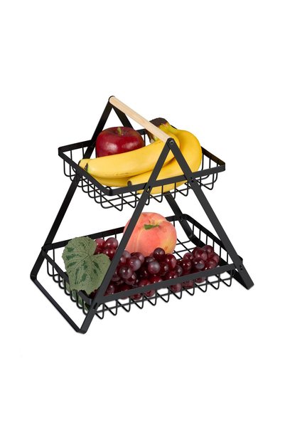 Relaxdays Raft coș de fructe Relaxdays, 2 niveluri, negru/, 28x29x18.5cm