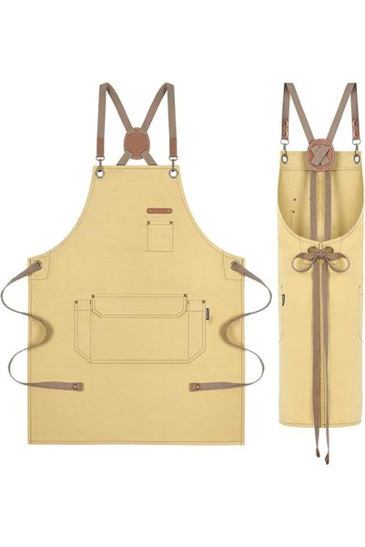 GENERAL Chef Apron for Men Women with Pockets, Barista Cotton Aprons for Kitc...