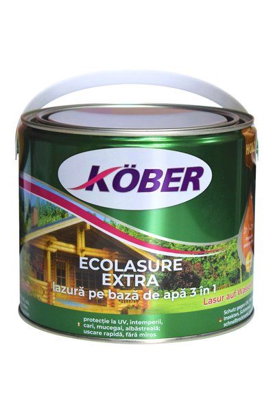 Kober Lazură Ecolasure Extra 3 in 1 pe bază de apă stejar inchis, 2.5 l