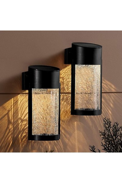 Sarbacane 2 Pack Solar Wall Lights Outdoor, IP65 Waterproof Cylinder Porch Li...
