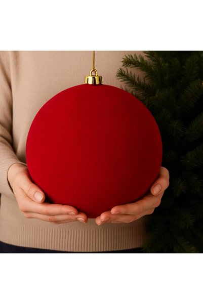 Belora Ornament Brad de Craciun Glob Rosu Catifelat Ø20cm