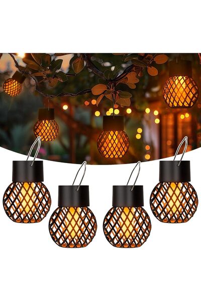 AZONEE 4 Pack Solar Hanging Lights Outdoor, Solar Lights Outdoor Garden, Flic...