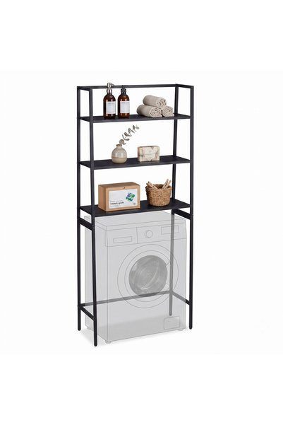 Relaxdays Washing machine shelving unit 10053809_46, 3 shelves, MDF and metal...