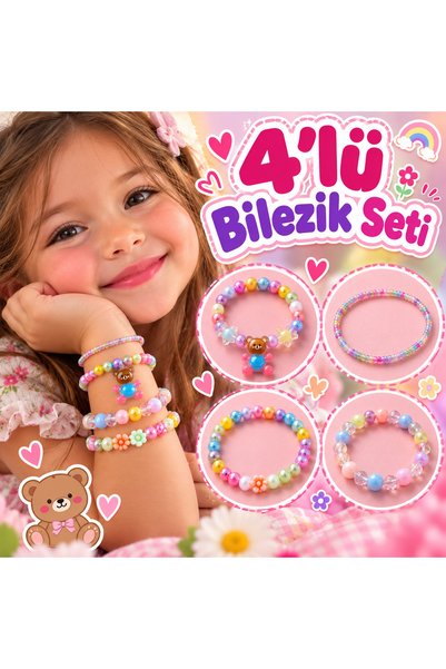 Rhea Company 4-Piece Colorful Beaded Bracelet Set for Kids – Cute Jewelry Set...
