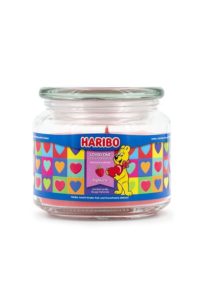 Relaxdays Haribo ™   Lumânări parfumate, borcan 300g, roșu, 9,5x10x10 cm
