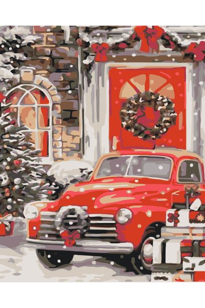 Painting-numbers Set pictura pe numere Masina rosie 3174, panza pe rama lemn,...