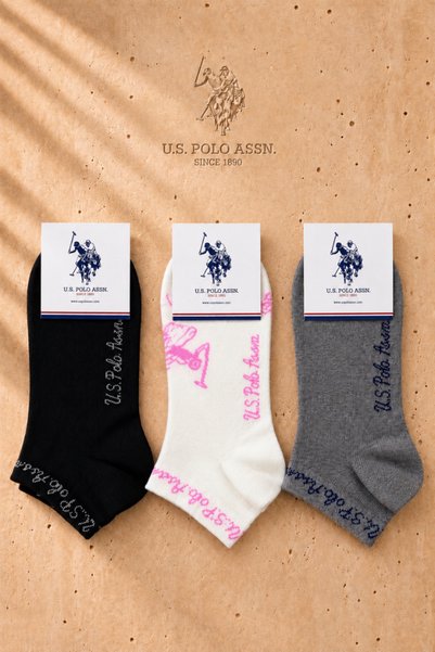 U.S. Polo Assn. جوارب نسائية قطنية مكونة من 3 أزواج – جوارب ناعمة ومريحة وقاب...