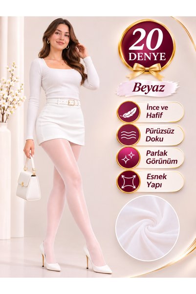 Hüma ra 20-denier white women's pantyhose