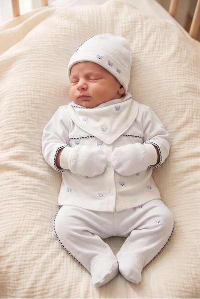 CELYSE Seasonal Teddy Bear Embroidered Newborn Baby Boy Hospital Discharge Bo...