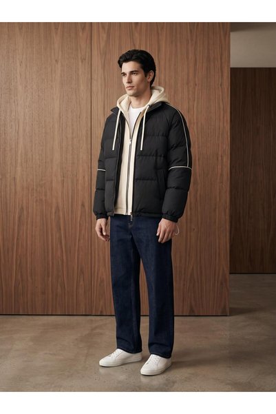 MODAEMAS MEN'S WINTER SHORT PUFFER JACKET WITH REMOVABLE HOOD