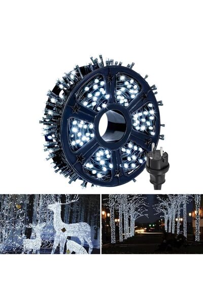 NextFarma Lumini de Crăciun, 100m, 480 LED-uri alb rece, 8 moduri de iluminar...