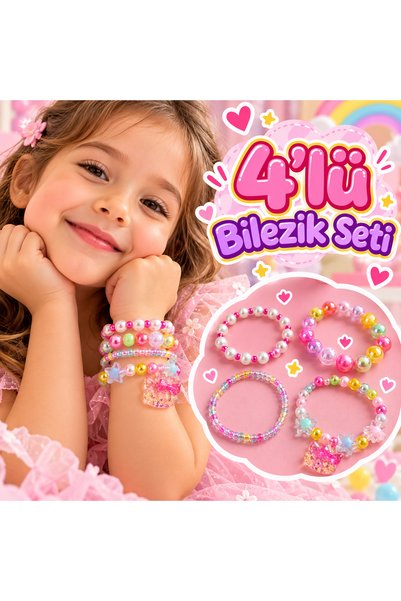 Rhea Company 4-Piece Colorful Beaded Bracelet Set for Girls – Jewelry Set wit...