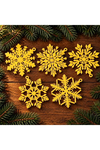 OEM Set de 5 fulgi de zăpadă diferiți pentru brad - fulg max. 5,6 × 6 × 0,3 cm