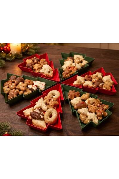 Genel Markalar Christmas Tree Bowls Yılbaşı Ağacı Şeklinde Kurabiye ve Atıştı...