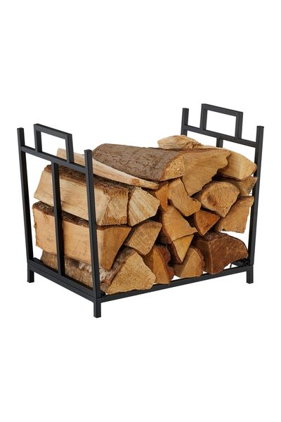 Relaxdays Foldable Metal Firewood Holder, Black, 41x33x45 cm