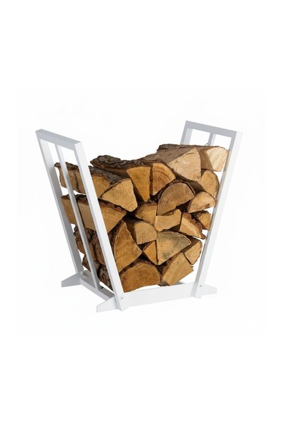 Relaxdays Suport pentru lemne Relaxdays, alb, 55,5x62x35 cm, design deschis, ...