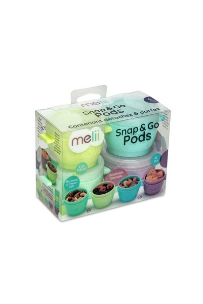 Melii Set 4 recipiente plastic snap&go, melii, 118 ml