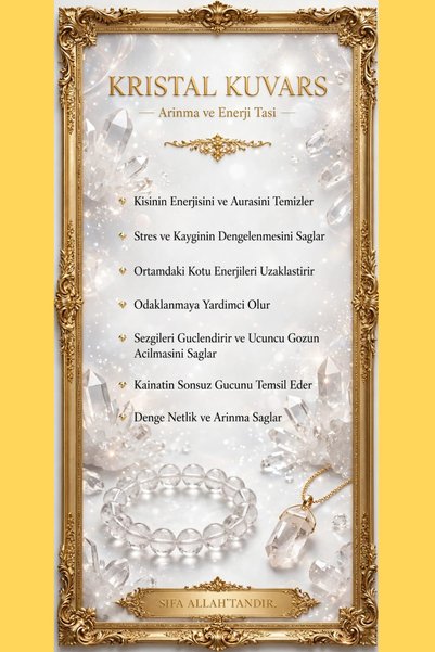 Genel Markalar Kristal Kuvars Doğal Taş Bileklik ve Kolye Seti - Ahşap Kutulu - Enerji ve Aura Taşı
