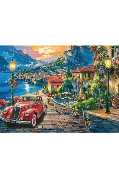 Trefl Puzzle 3000 colectia sua oras italian pe malul lacului poster inclus
