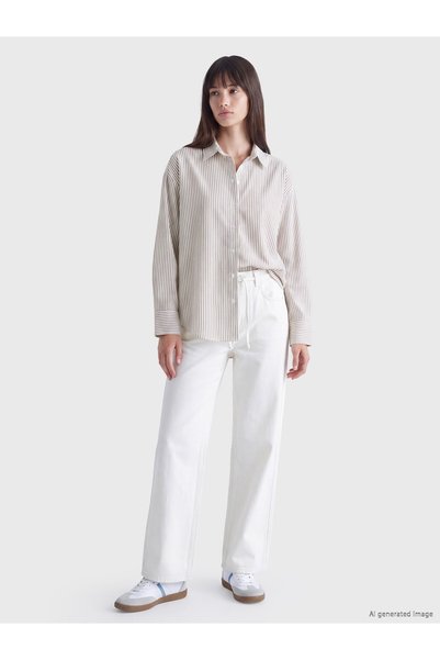 LC Waikiki XSIDE Brown Striped Oversized Women's Oxford Shirt—The ALITA CITY ...