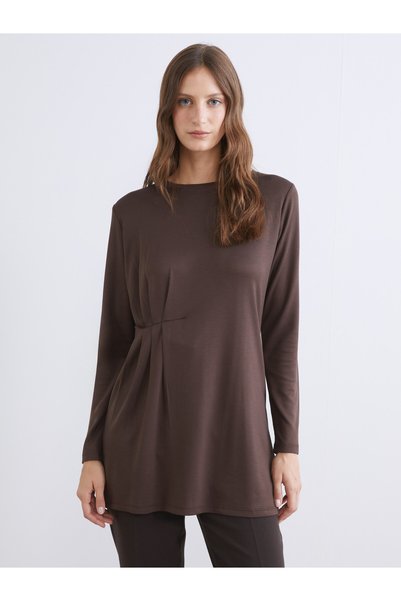 LC Waikiki LCW EVERYDAY Brown Scuba Fabric Solid Standard & Regular Women's T...