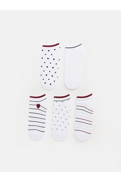 LC Waikiki Alita City Ecru Patterned 5-Piece Pack Women's Booties Socks with ...
