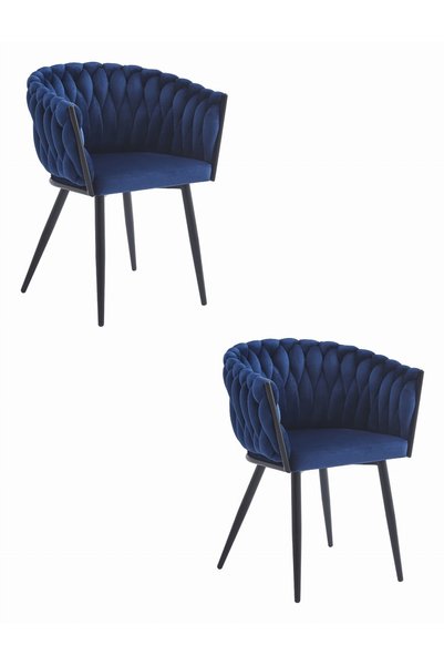 Oskar Scaun de dining din catifea ORION, albastru marin, set de 2, picioare n...