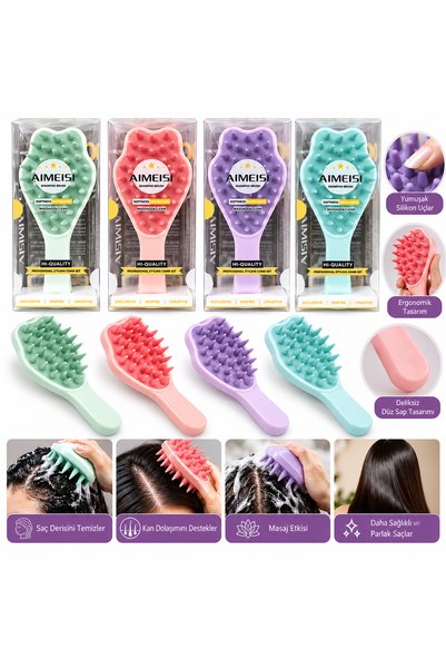 Aimeisi Silicone shower hair massage comb, colorful, vm-200.