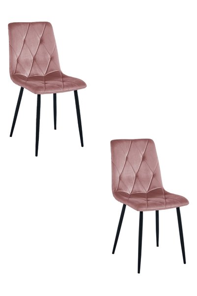 Oskar Scaun de dining din catifea LIBRA, roz, set de 2, picioare negre