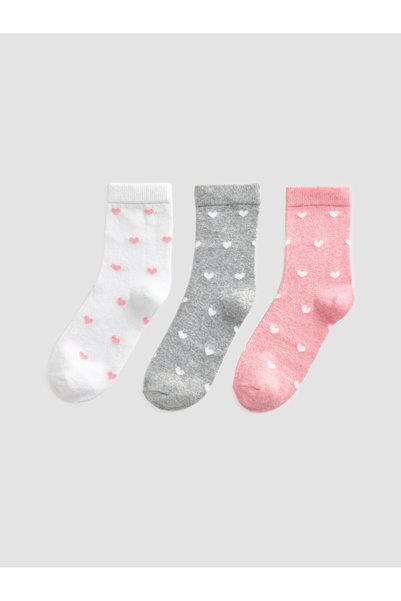 LC Waikiki Alita City Ecru Patterned Girls' Socks with a Difference