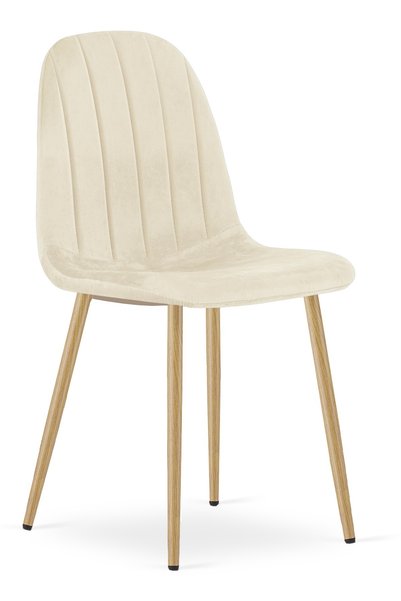 Oskar Scaun de dining din catifea PADVA, bej deschis, picioare cu aspect de s...