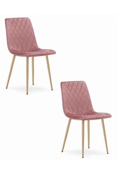 Oskar Scaun de dining din catifea TURIN, roz, set de 2, picioare cu aspect de...