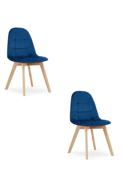 Oskar Scaun de dining din catifea BORA, albastru marin, set de 2