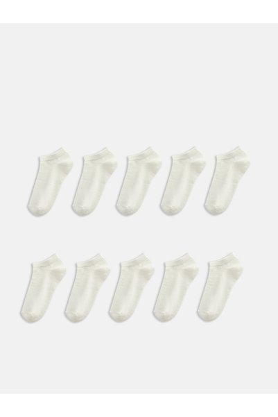 LC Waikiki Alita City White Plain 10-Piece Pack Women's Booties Socks with a ...