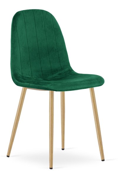 Oskar Scaun de dining din catifea PADVA, verde, picioare cu aspect de stejar