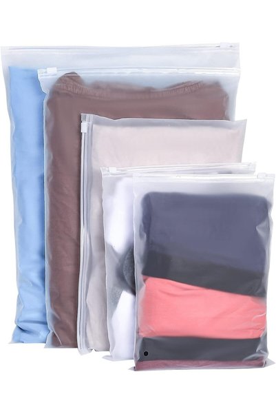 ALMEKAQUZ 50 Pcs Clothes Packaging Bags,Plastic Packing Bags, Reusable Zip Cl...