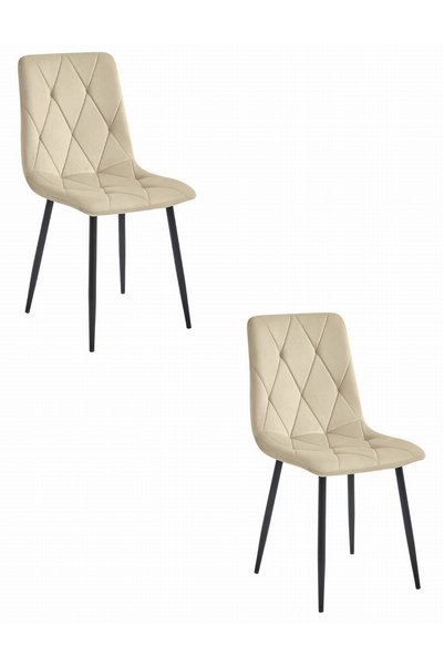 Oskar Scaun de dining din catifea LIBRA, bej deschis, set de 2, picioare negre