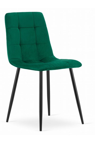 Oskar Scaun de dining din catifea KARA, verde închis, picioare negre