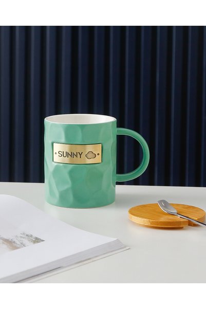 Generic Bronze Ceramic Cup Creative Sunshine Fashion Mug with Lid and Spoon H...