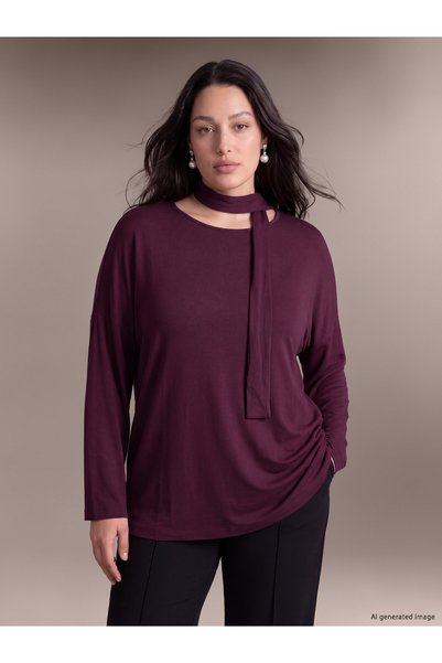 LC Waikiki LCW Curve Purple Shawl Collar Long-Sleeved Women's Blouse—The NEVA...