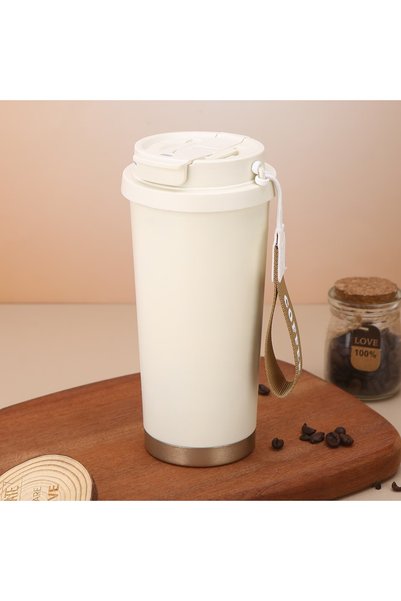 Generic كوب قهوة بتصميم جديد مع مقبض، كوب حراري من الفولاذ المقاوم للصدأ 316،...