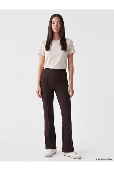 LC Waikiki LCW EVERYDAY Brown Interlock Solid Super Skinny & Extra-Tight Flar...
