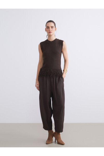 LC Waikiki LCW Vision Brown Solid Loose & Wide-Leg Tapered-Leg Women's Pants,...