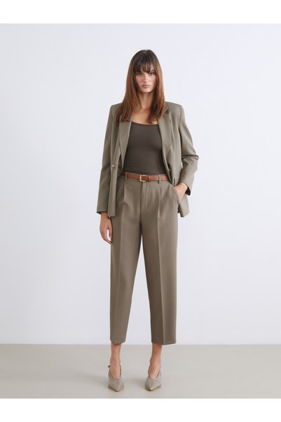 LC Waikiki LCW Vision Khaki Solid Loose & Wide-Leg Tapered-Leg Women's Pants—...