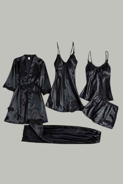 Intimoda Set de pijamale din satin și dantelă brodată, elegant și provocator,...