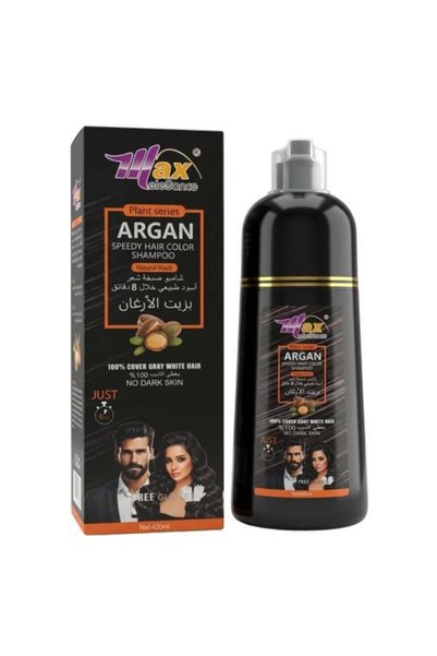 max elegance Natural Black Hair Dye Shampoo with Argan Oil - 420ml